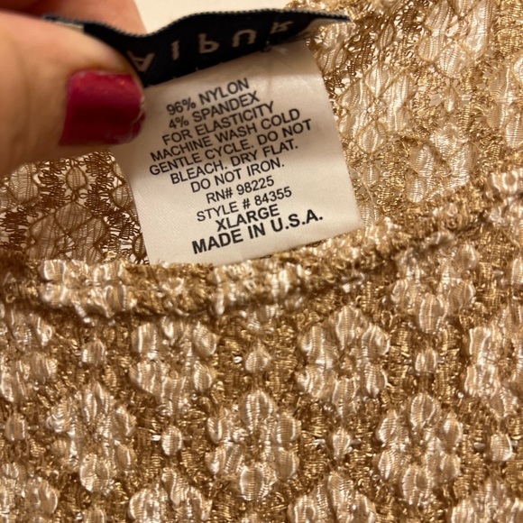 Jaipur Floral Embossed Design Gold with White Size XL NWT - Picture 5 of 7